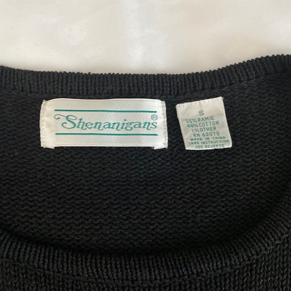 Vintage SHENANIGANS Small Black Holiday Pullover Sweater Purple Green Red Blue - Picture 3 of 16